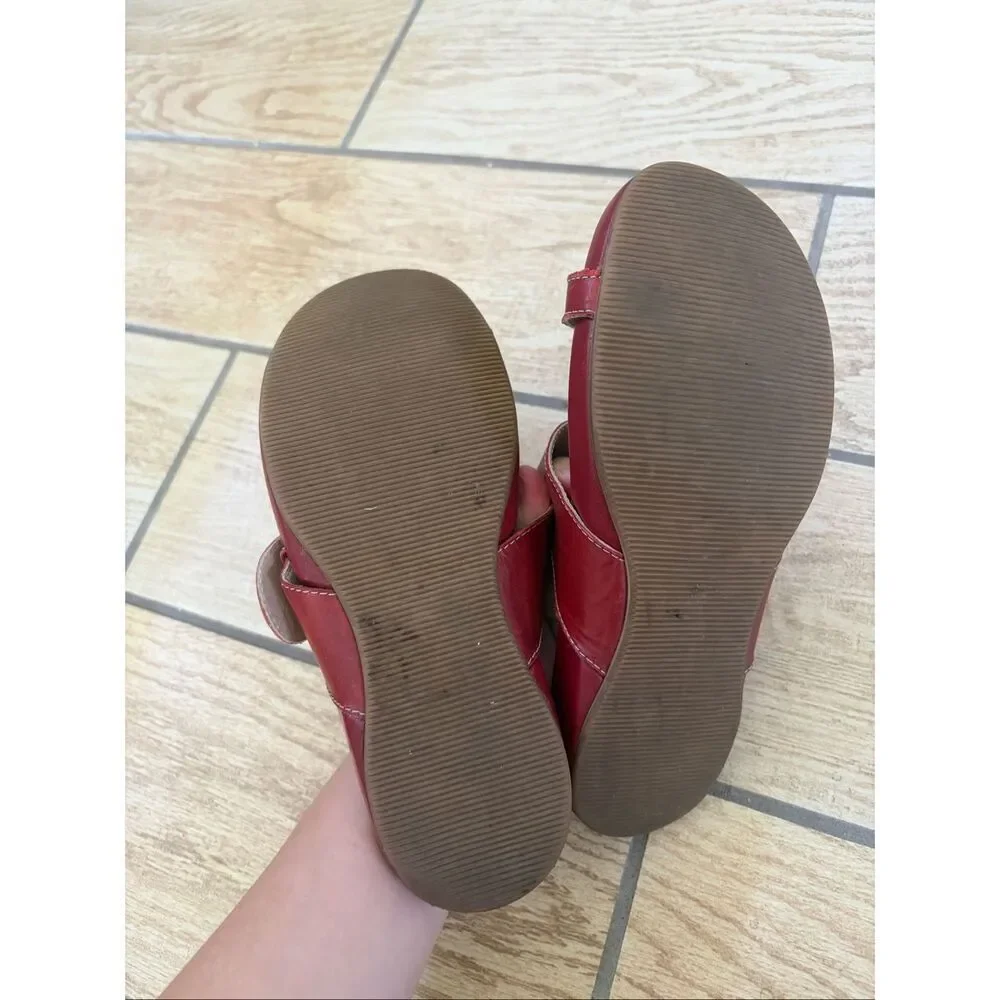 Coach Skylar Slide Sandals Red Leather Toe Ring Silver Buckle Italy Size 6